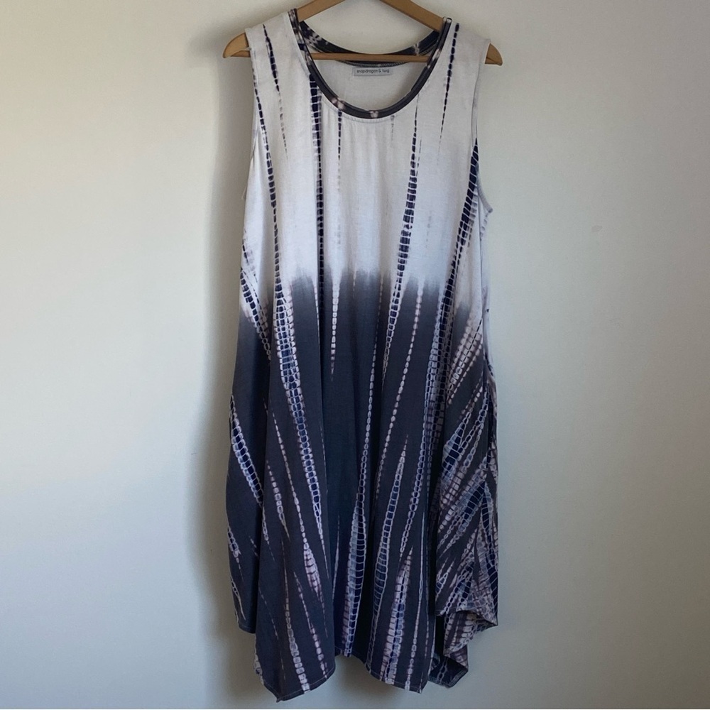 Snapdragon & Twig Cotton Modal Tie Dye Sleeveless Midi Dress Size L - Picture 2 of 12